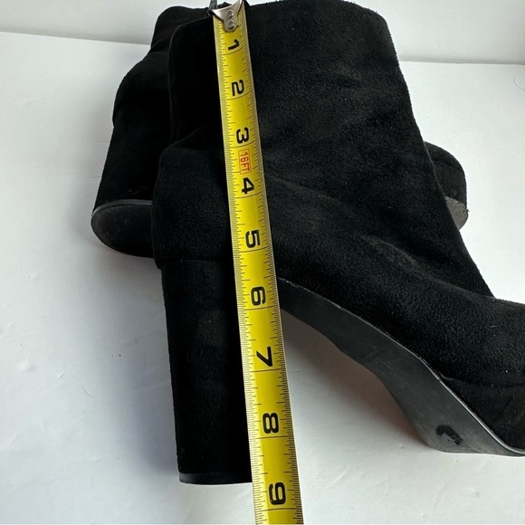 Lulus Platform Booties Women's size 8.5 Shoes Block Heel Suede Black Vegan - Picture 6 of 8